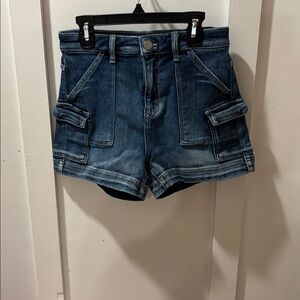 Risen Jeans Sz Small Cargo Medium Wash Shorts Pockets School Summer Vacation